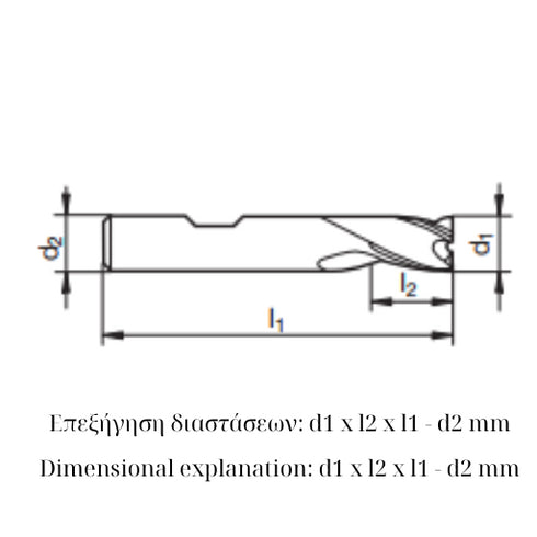Cobalt End Mill 3F HSSCo, 74280 Dimensions